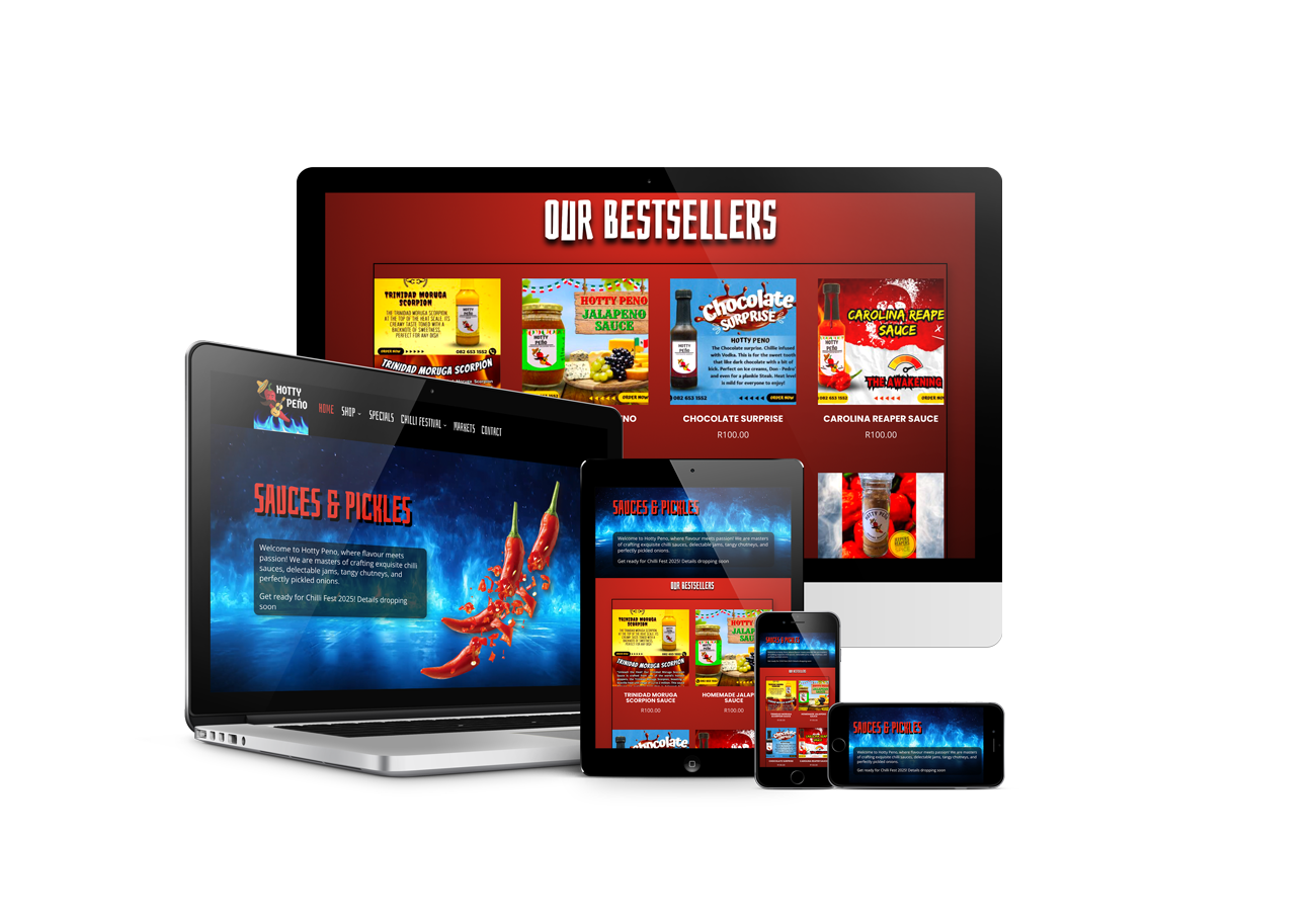 Hotty Peno chilli sauce shop website design